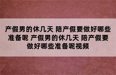 产假男的休几天 陪产假要做好哪些准备呢 产假男的休几天 陪产假要做好哪些准备呢视频